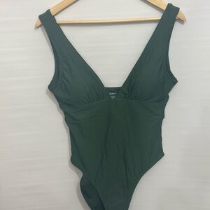 Quince Italian One-Piece plunge Swimsuit
Palm green